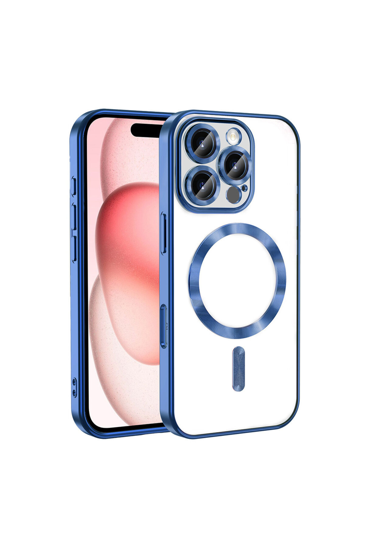 iPhone 16 Pro Kılıf Kamera Korumalı Magsafe Wireless Şarj Özellikli Zore Demre Kapak - Gümüş Mavi