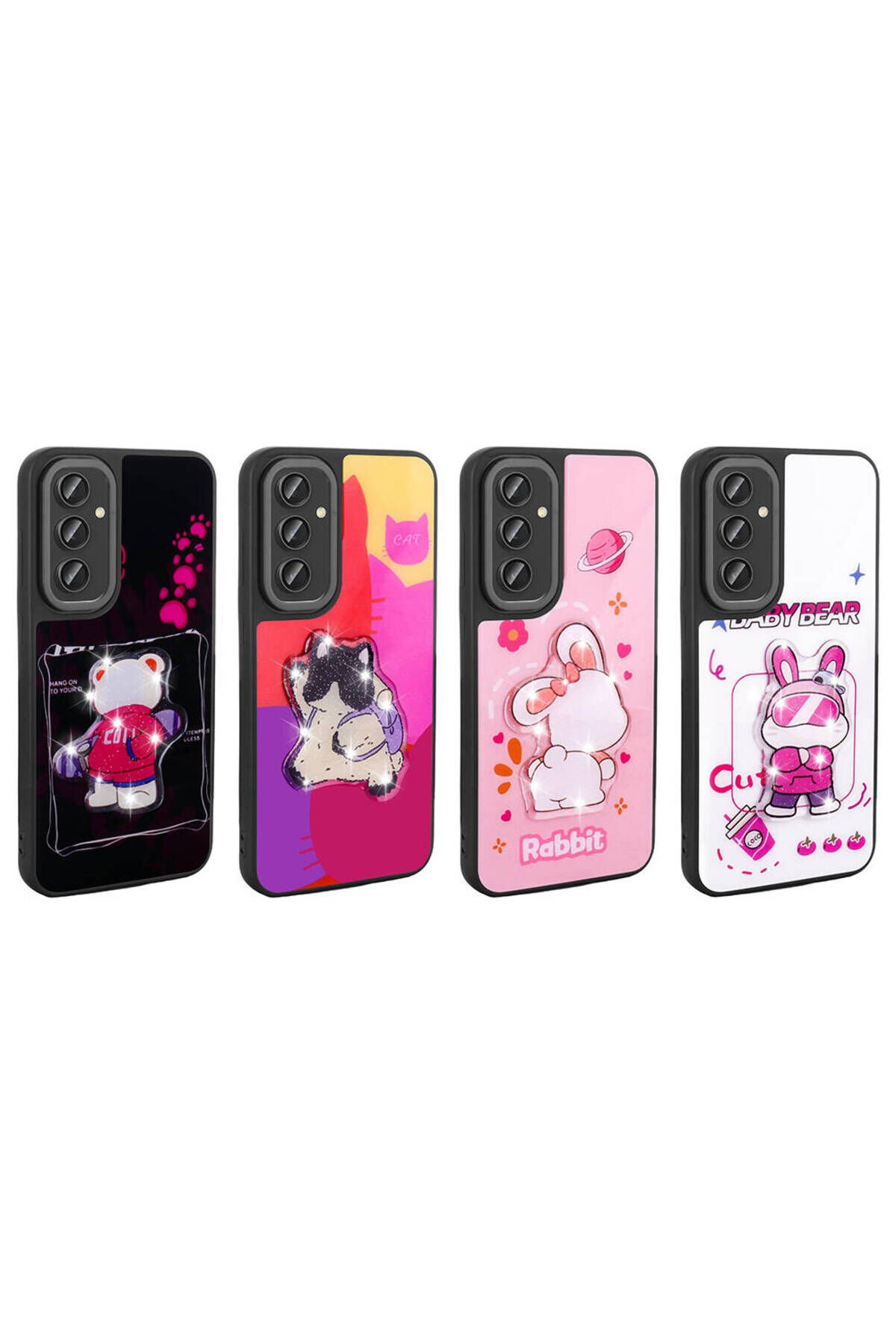 Subutu Premium Galaxy A34 Kılıf Parlayan Kabartmalı İkonik Figürlü NRTK Amas Silikon Kapak - Pembe Pembe