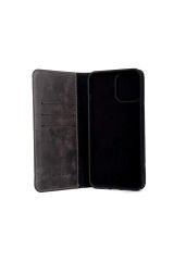 iPhone XS 5.8 Kılıf BSAY Hakiki Deri Multi Cüzdan Kılıf - Siyah Taba