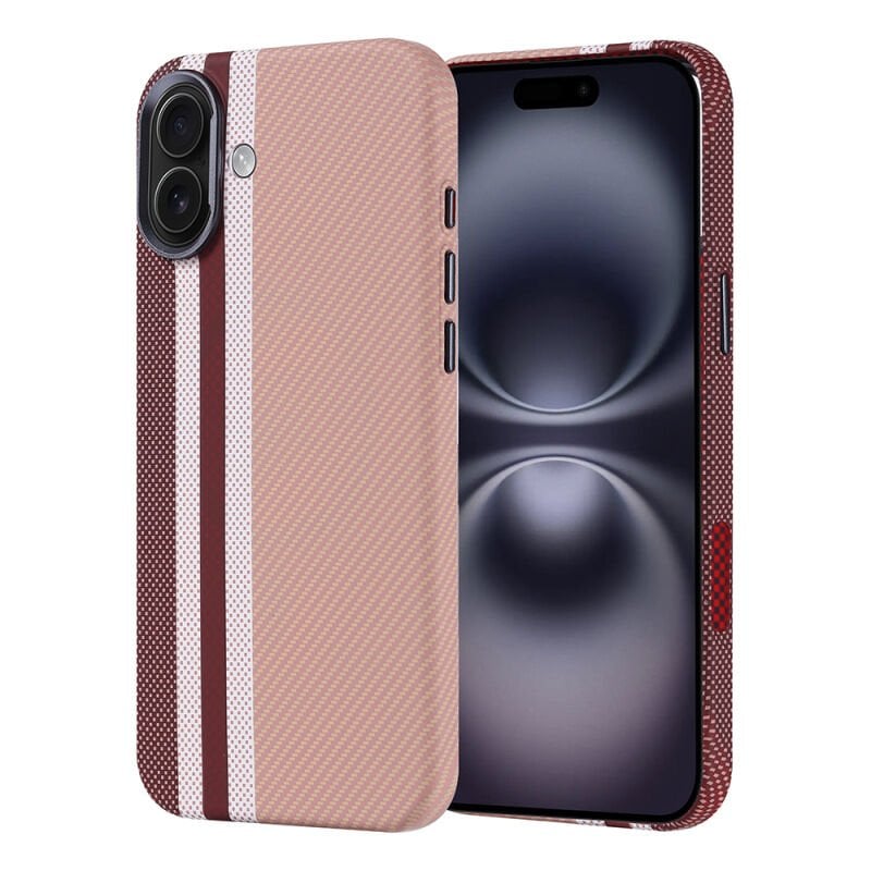 iPhone 16 Plus Kılıf M-safe Şarj Özellikli Karbon Fiber Görünümlü Zore Nekst Kılıf Gold