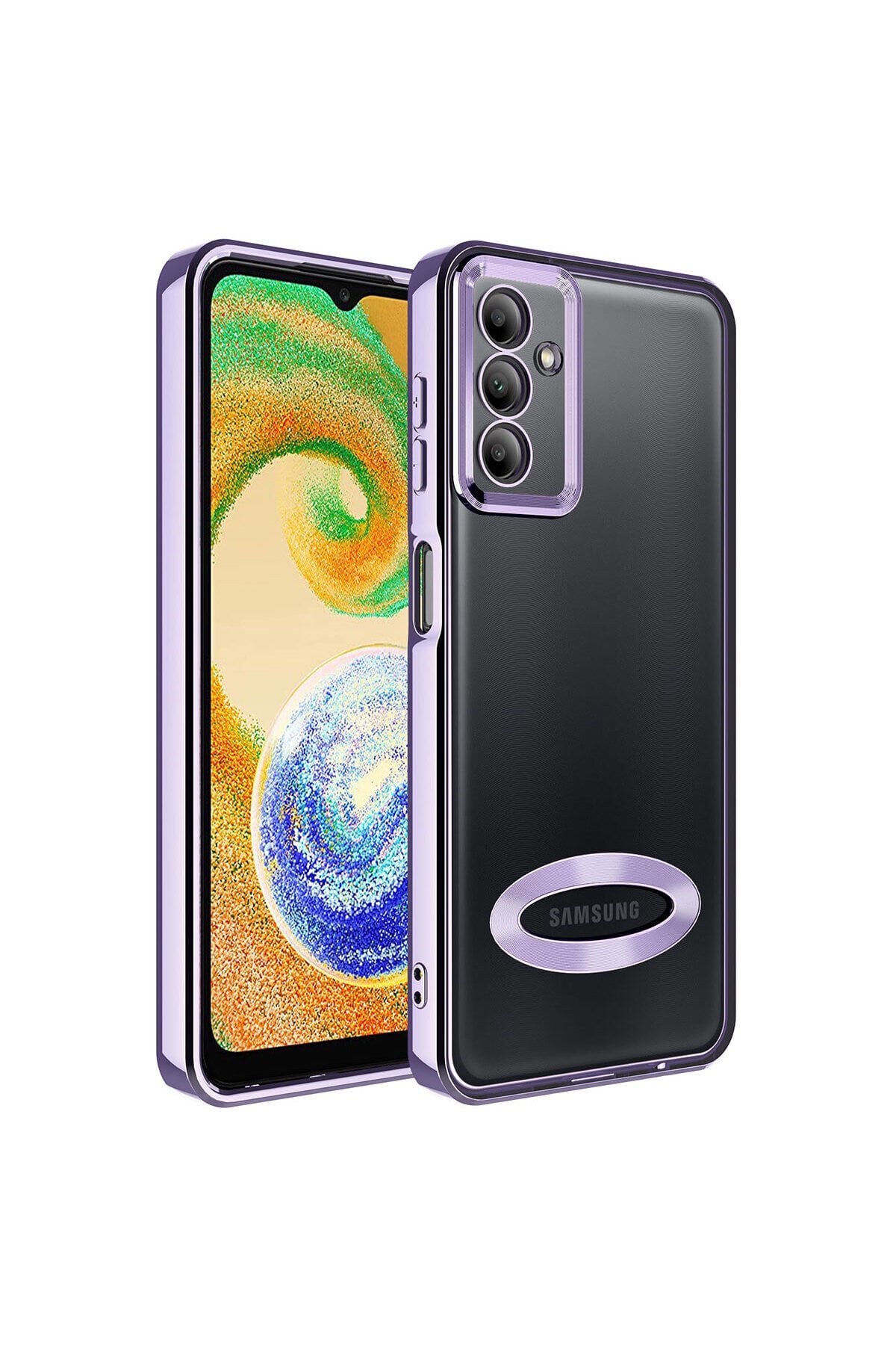 Galaxy A14 Kılıf Kamera Korumalı Logo Gösteren BSAY Omega Kapak - Gümüş Lacivert