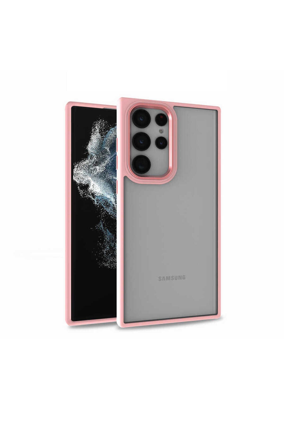 Galaxy S22 Ultra Uyumlu NXAR Flora Kılıf-Rose Gold Rose Gold