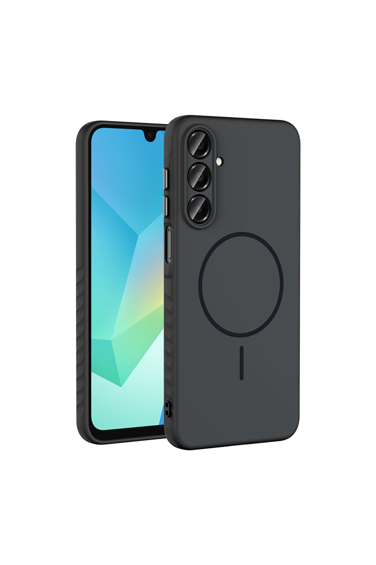 Galaxy A16 Kılıf M-safe Şarj Özellikli BSAY Tea Kapak - Gümüş Siyah