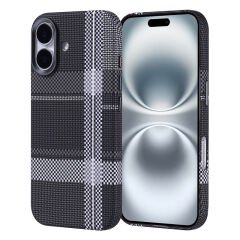 iPhone 16 Kılıf M-safe Şarj Özellikli Karbon Fiber Görünümlü Zore Nekst Kılıf Yeşil