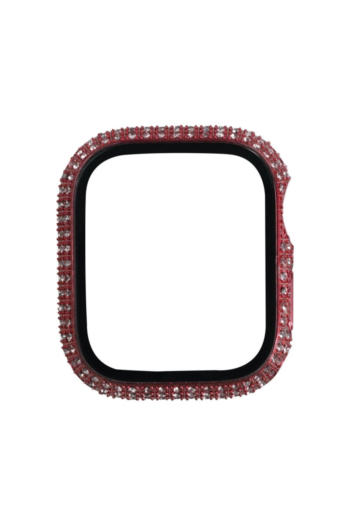 Watch 7 41mm ASMA Watch Gard 24 Kenarları Taşlı Sert PC Kasa Ve Ekran Koruyucu - Pembe Pembe