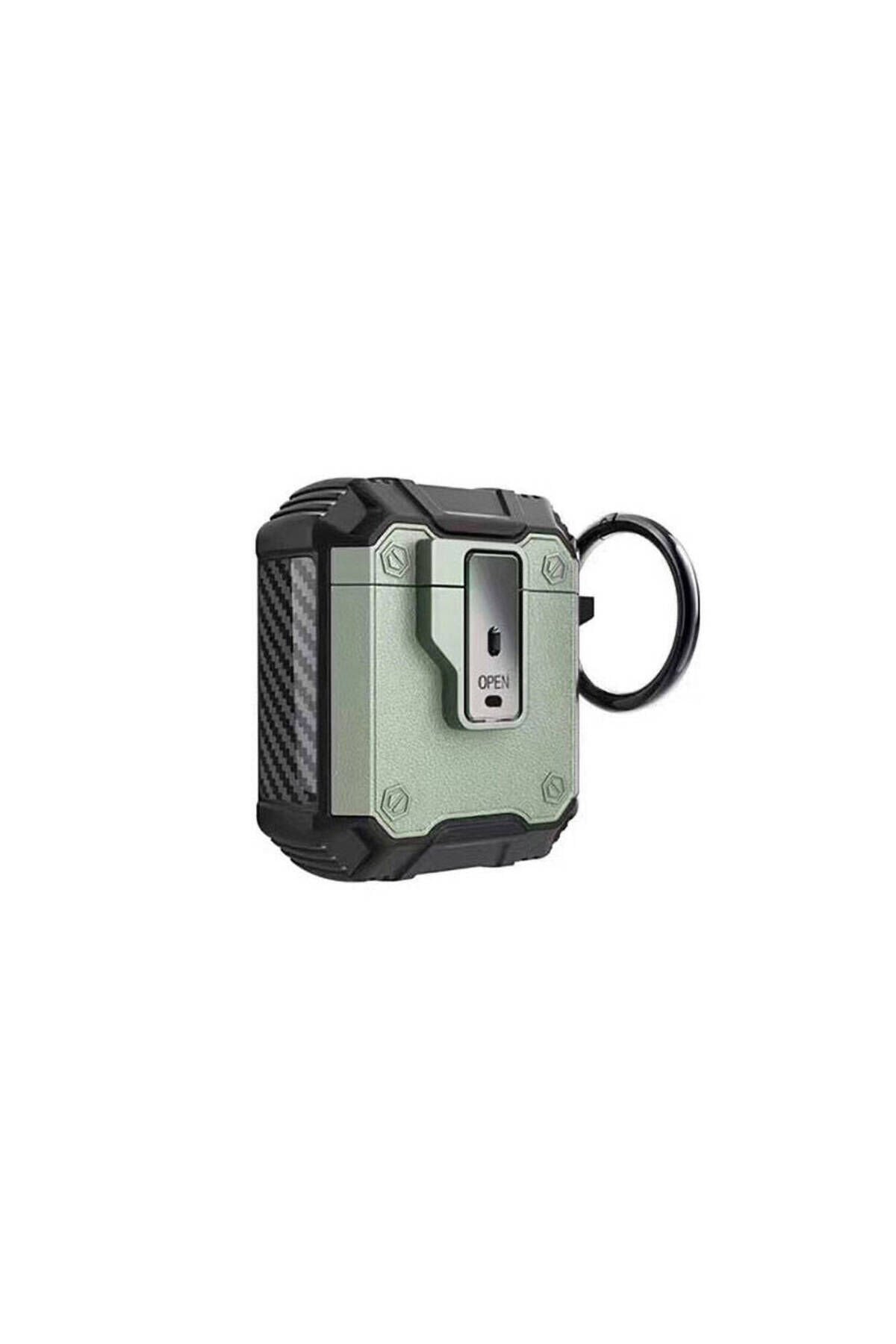 Air-Pods BSAY Airbag 35 Darbelere Karşı Dayanıklı Düğmeli Kılıf-Mavi Yeşil