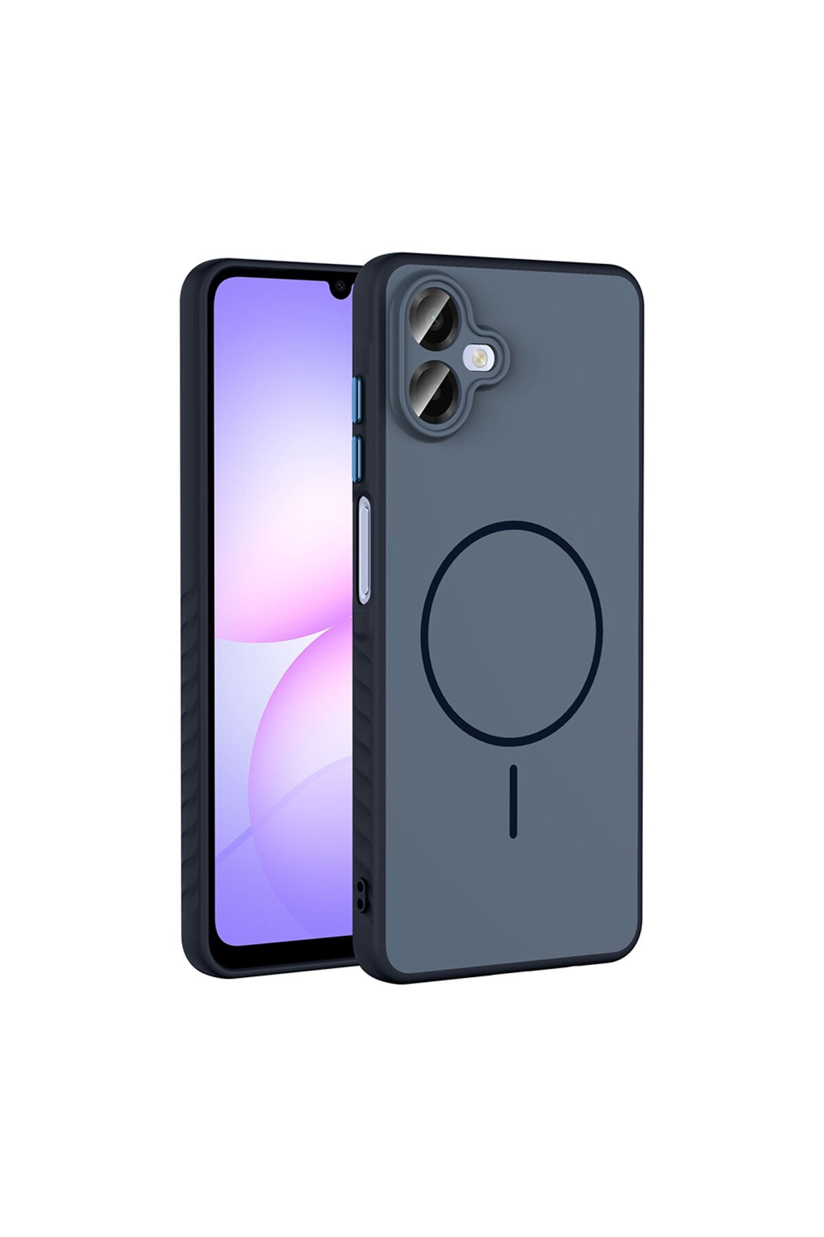 Galaxy A07 Kılıf M-safe Şarj Özellikli BSAY Tea Kapak - Gümüş Lacivert