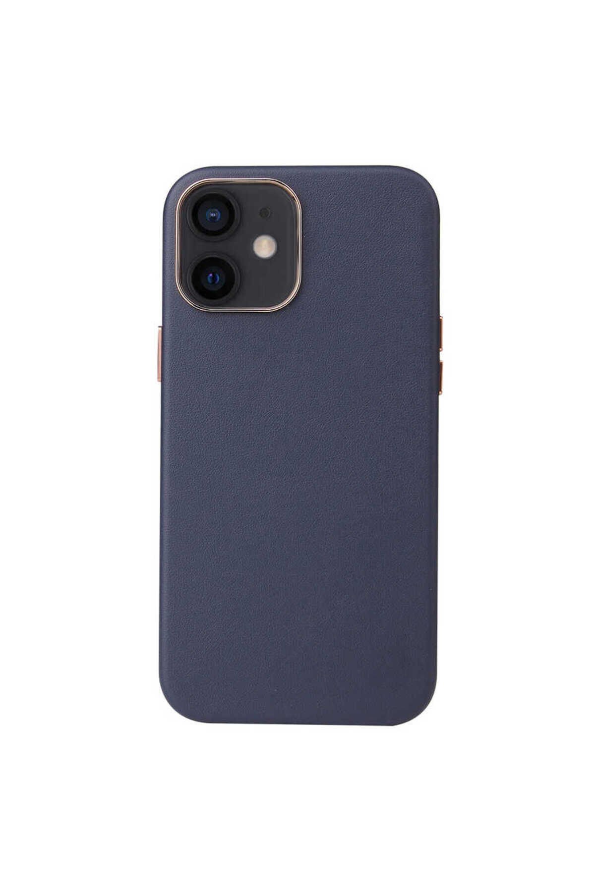 iPhone 12 Uyumlu BSAY Eyzi Kılıf-Kahverengi Lacivert