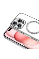 iPhone 16 Pro Kılıf Kamera Korumalı Magsafe Wireless Şarj Özellikli Zore Demre Kapak - Gümüş Derin Mor