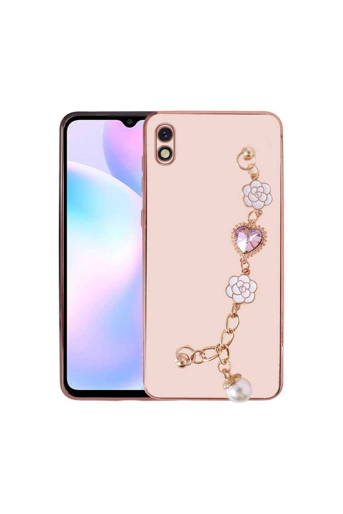 Redmi 9A Kılıf El Tutamaçlı Kamera Korumalı BSAY Taka Silikon Kapak - Mor Pembe