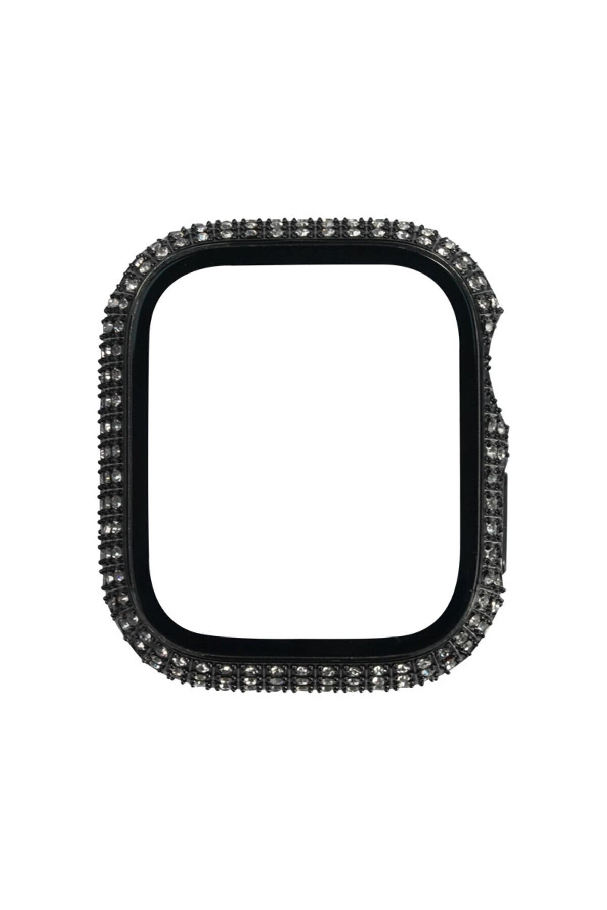 Watch 7 41mm SBT Watch Gard 24 Kenarları Taşlı Sert PC Kasa Ve Ekran Koruyucu - Siyah Siyah