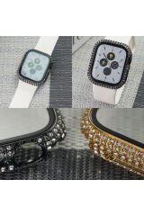 Watch 7 41mm SBT Watch Gard 24 Kenarları Taşlı Sert PC Kasa Ve Ekran Koruyucu - Siyah Siyah