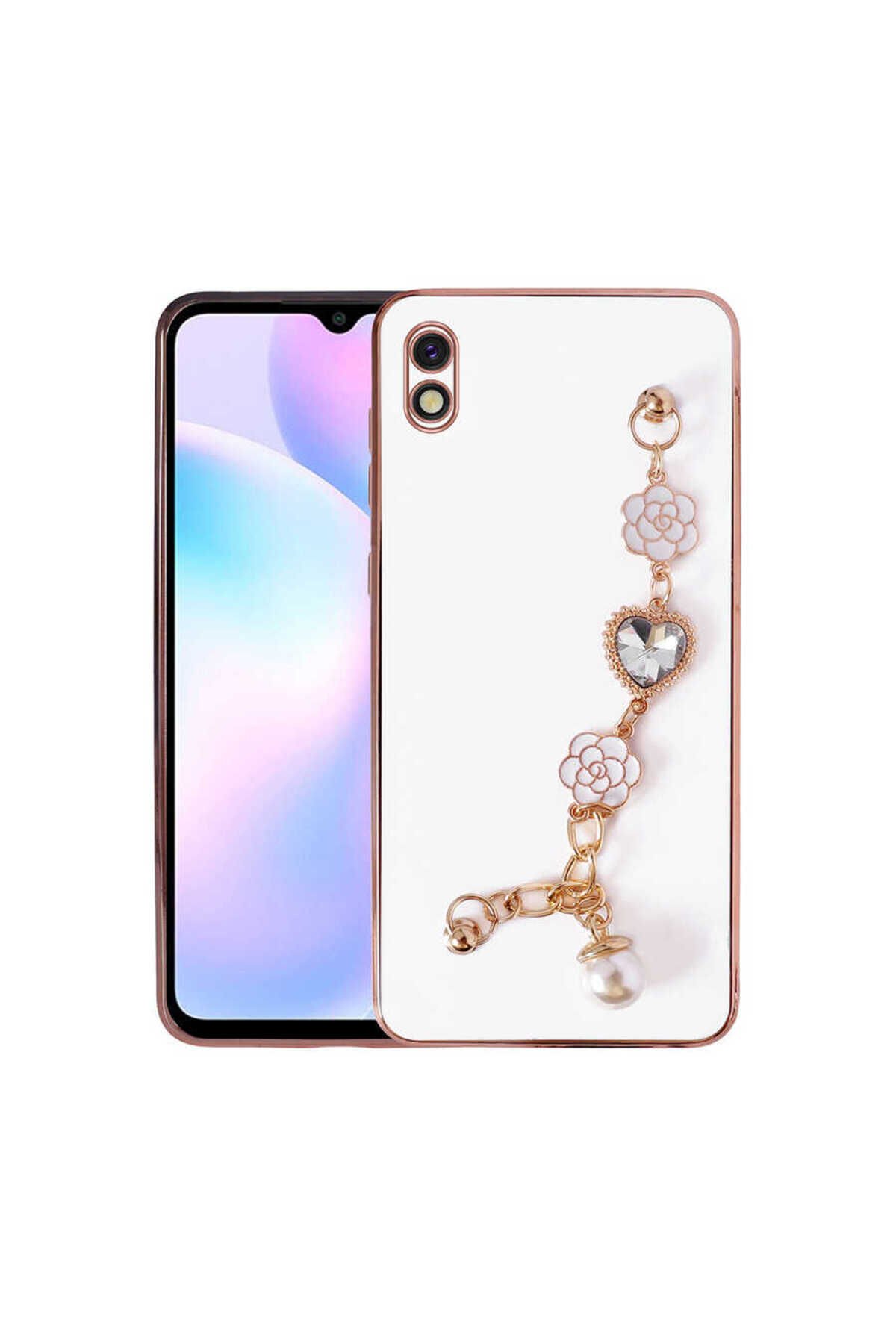 Redmi 9A Kılıf El Tutamaçlı Kamera Korumalı NXAR Taka Silikon Kapak - Beyaz Beyaz