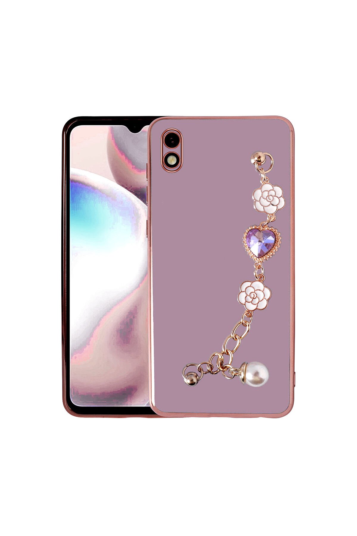 Redmi 9A Kılıf El Tutamaçlı Kamera Korumalı NXAR Taka Silikon Kapak - Beyaz Siyah