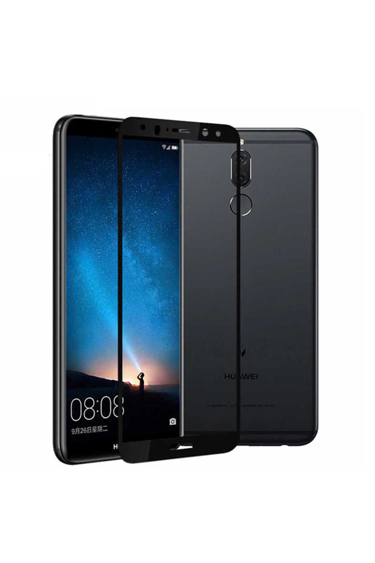Huawei Mate 10 Lite Zore Kenarları Kırılmaya Dayanıklı Cam Ekran Koruyucu - Siyah