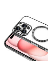 iPhone 16 Pro Max Kılıf Kamera Korumalı Magsafe Wireless Şarj Özellikli Zore Demre Kapak - Mavi Rose Gold
