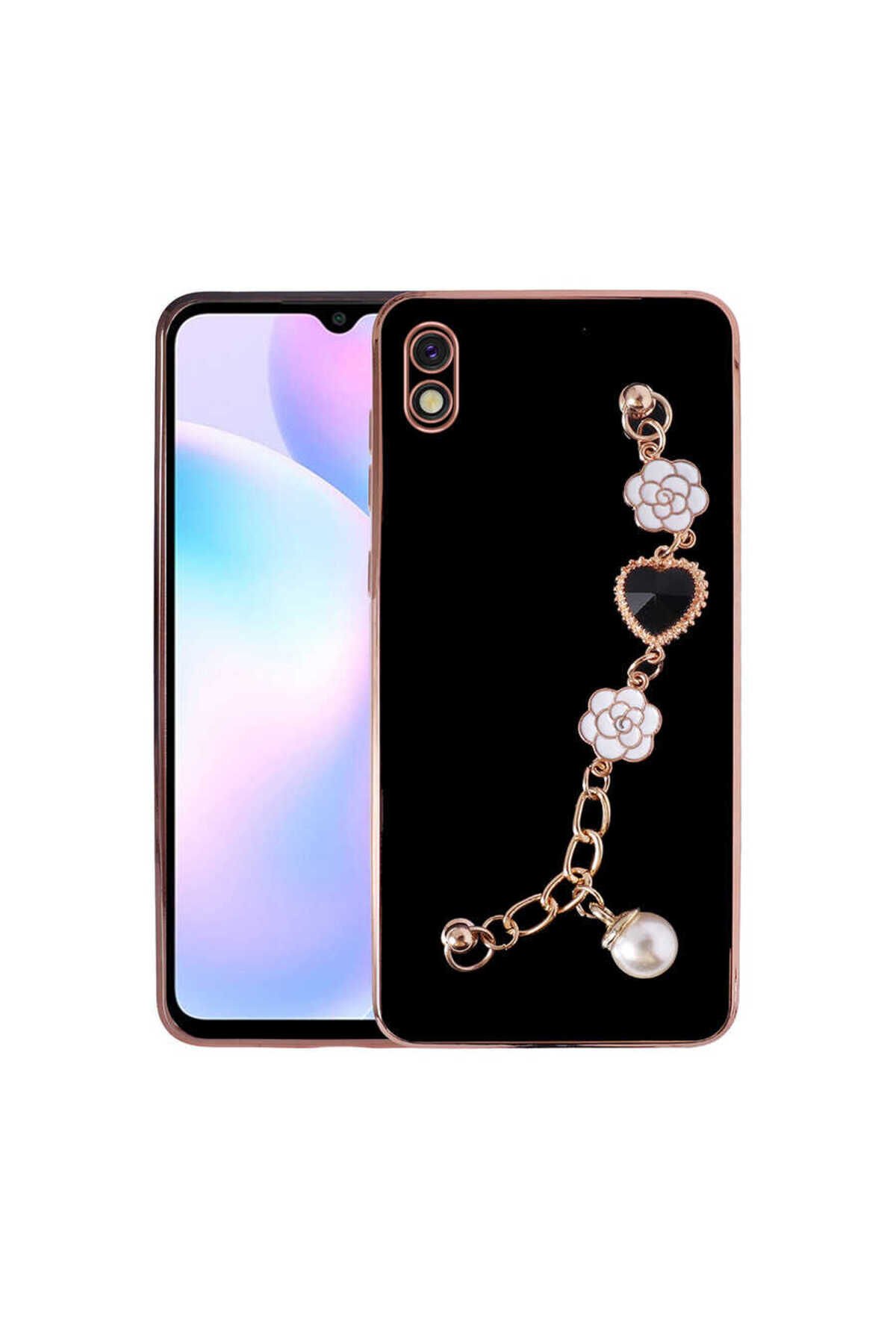 Redmi 9A Kılıf El Tutamaçlı Kamera Korumalı NXAR Taka Silikon Kapak - Beyaz Siyah