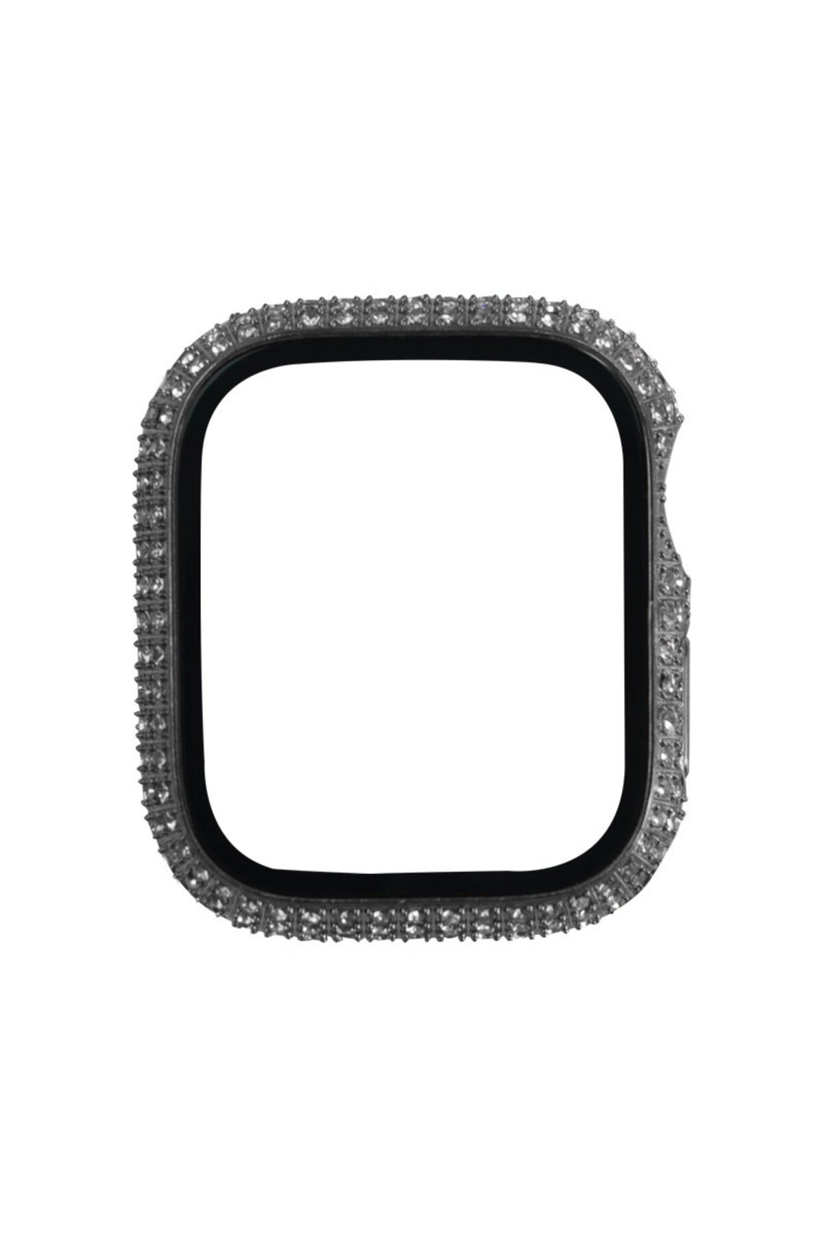 Watch 7 45mm BSAY Watch Gard 24 Kenarları Taşlı Sert PC Kasa Ve Ekran Koruyucu - Gümüş Gümüş