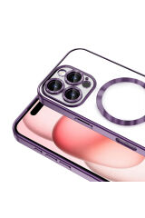 iPhone 16 Pro Max Kılıf Kamera Korumalı Magsafe Wireless Şarj Özellikli Zore Demre Kapak - Mavi Gold