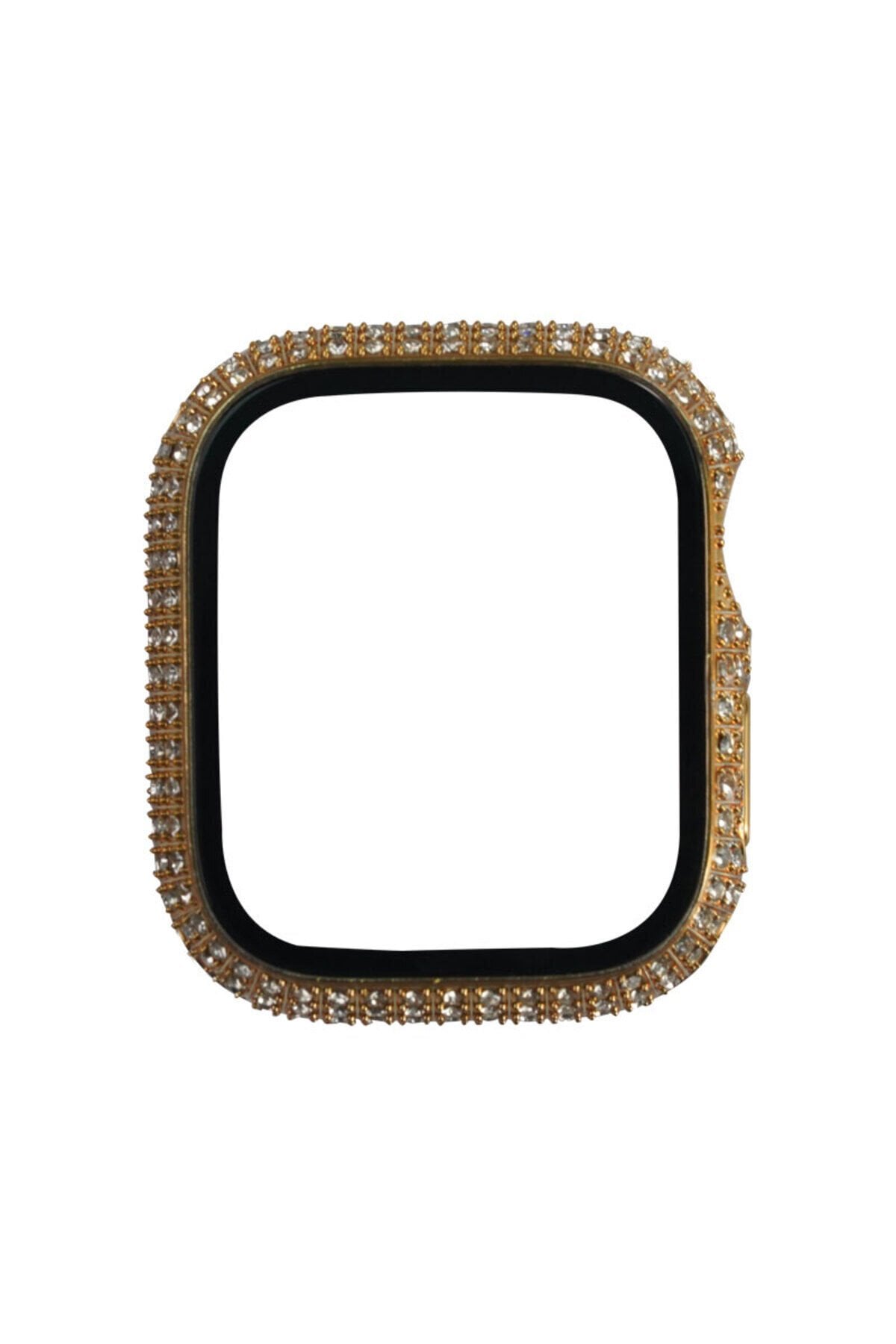 Watch 7 45mm BSAY Watch Gard 24 Kenarları Taşlı Sert PC Kasa Ve Ekran Koruyucu - Gümüş Altın