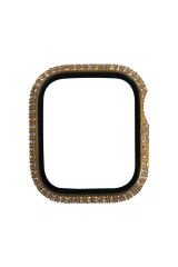 Watch 7 45mm BSAY Watch Gard 24 Kenarları Taşlı Sert PC Kasa Ve Ekran Koruyucu - Gümüş Altın