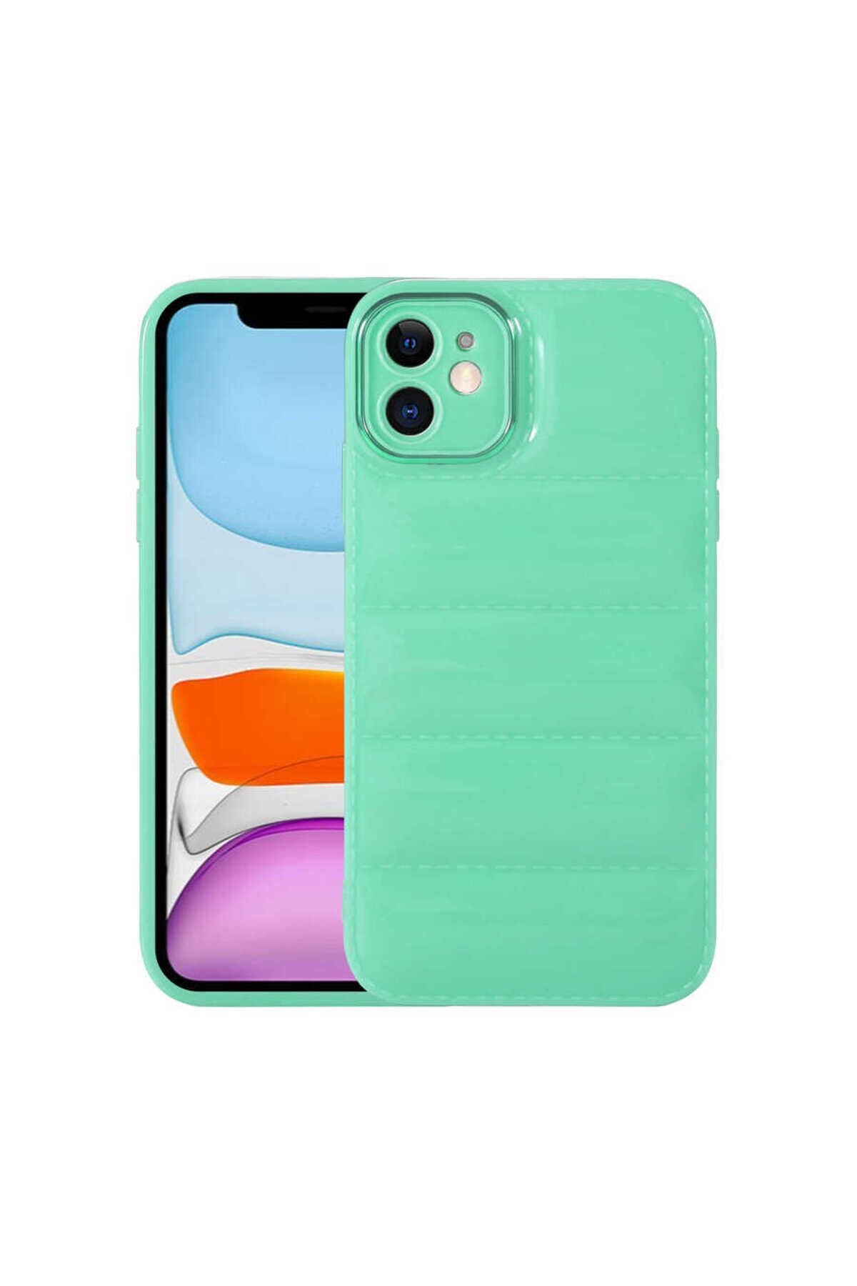 iPhone 11 Uyumlu Kamera Korumalı Parlak AiHTTg'li NXAR Galya Kılıf-Su Yeşil Su Yeşil