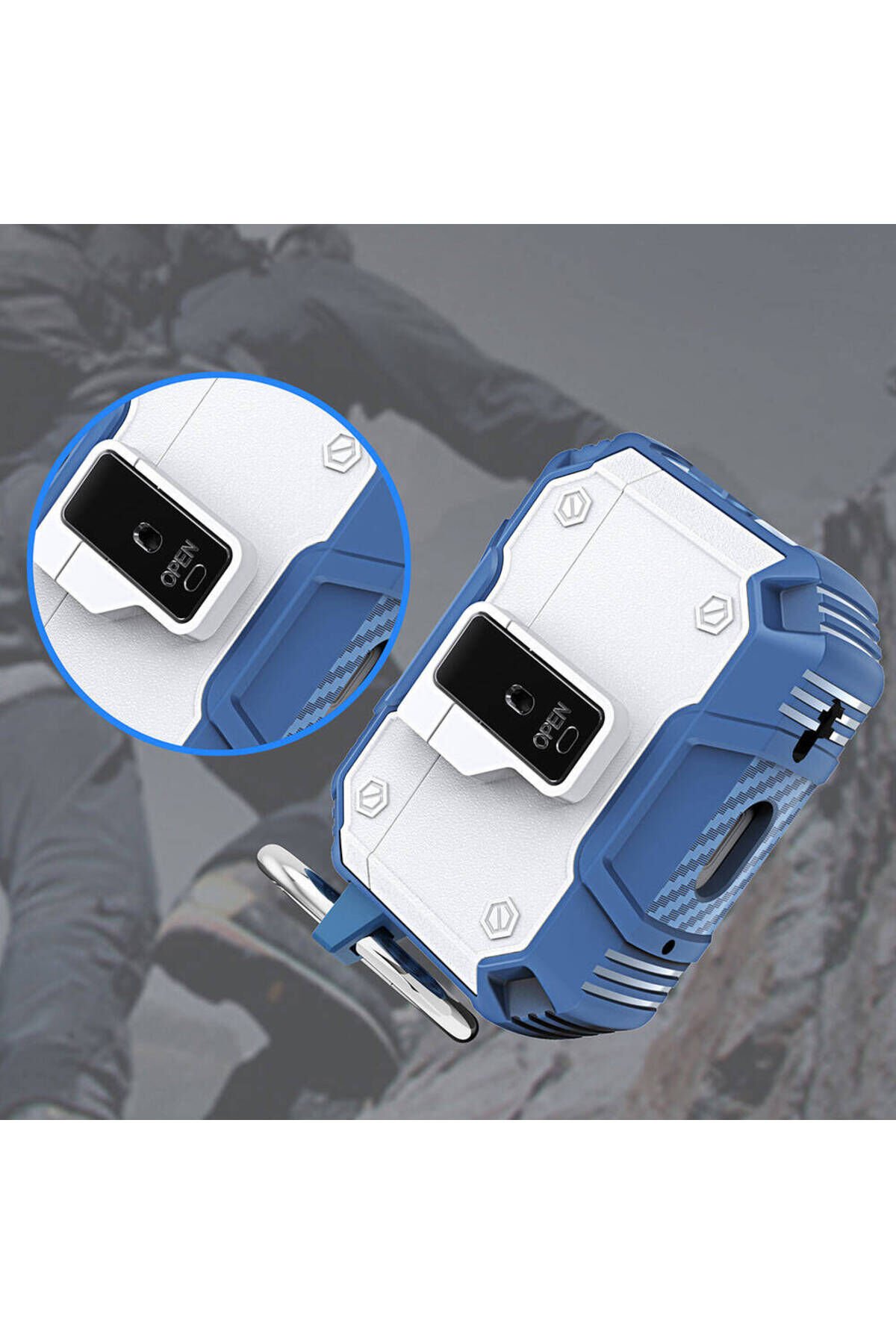 Air-Pods Pro BSAY Airbag 35 Darbelere Karşı Dayanıklı Düğmeli Kılıf-Mavi Yeşil