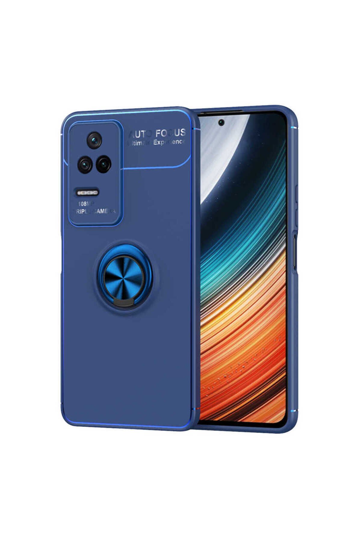 Poco F4 Kılıf BSAY Ravel Silikon Kapak - Siyah Siyah-Mavi