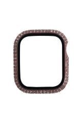 Watch 7 45mm BSAY Watch Gard 24 Kenarları Taşlı Sert PC Kasa Ve Ekran Koruyucu - Gümüş Pembe