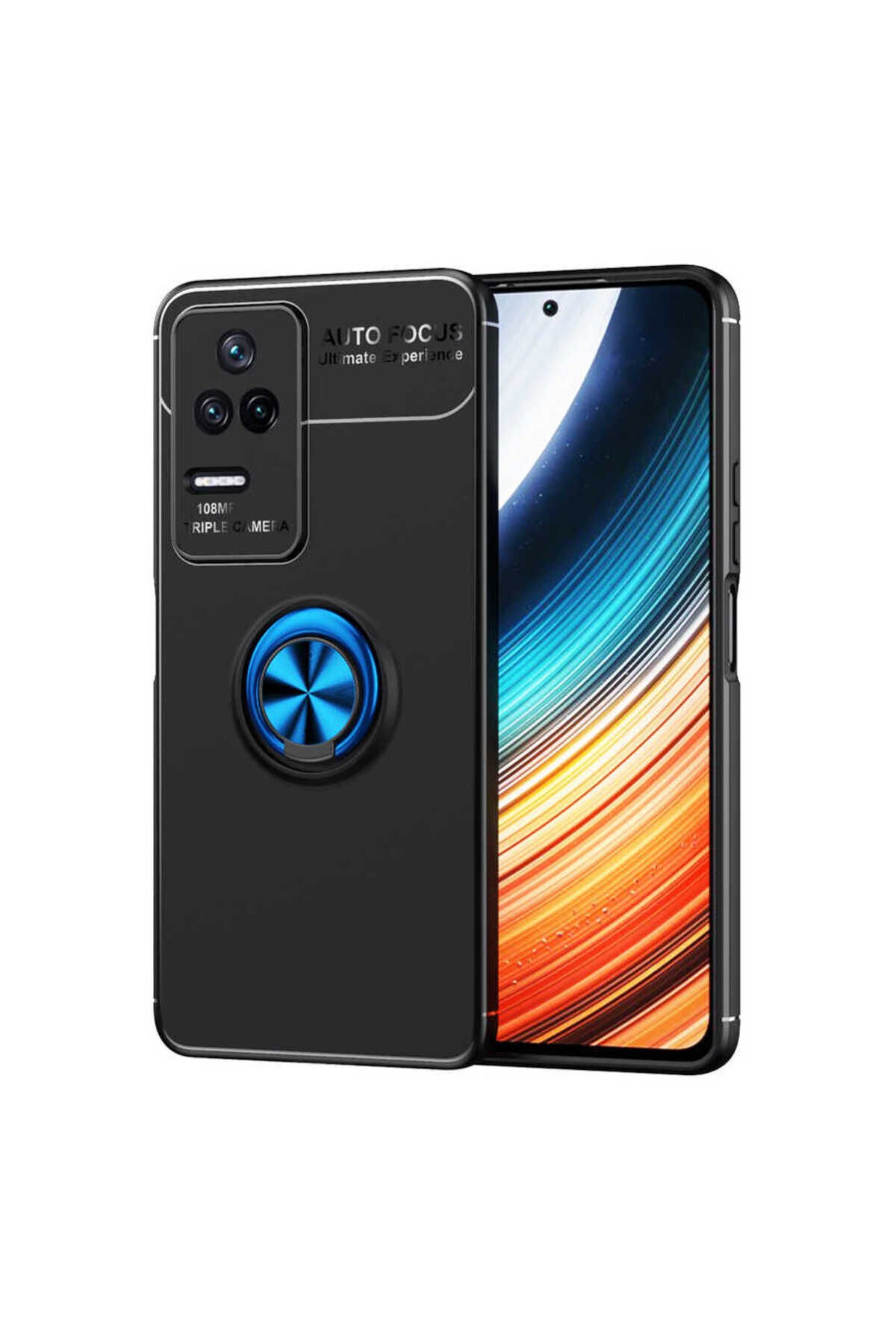 Poco F4 Kılıf BSAY Ravel Silikon Kapak - Siyah Siyah-Mavi