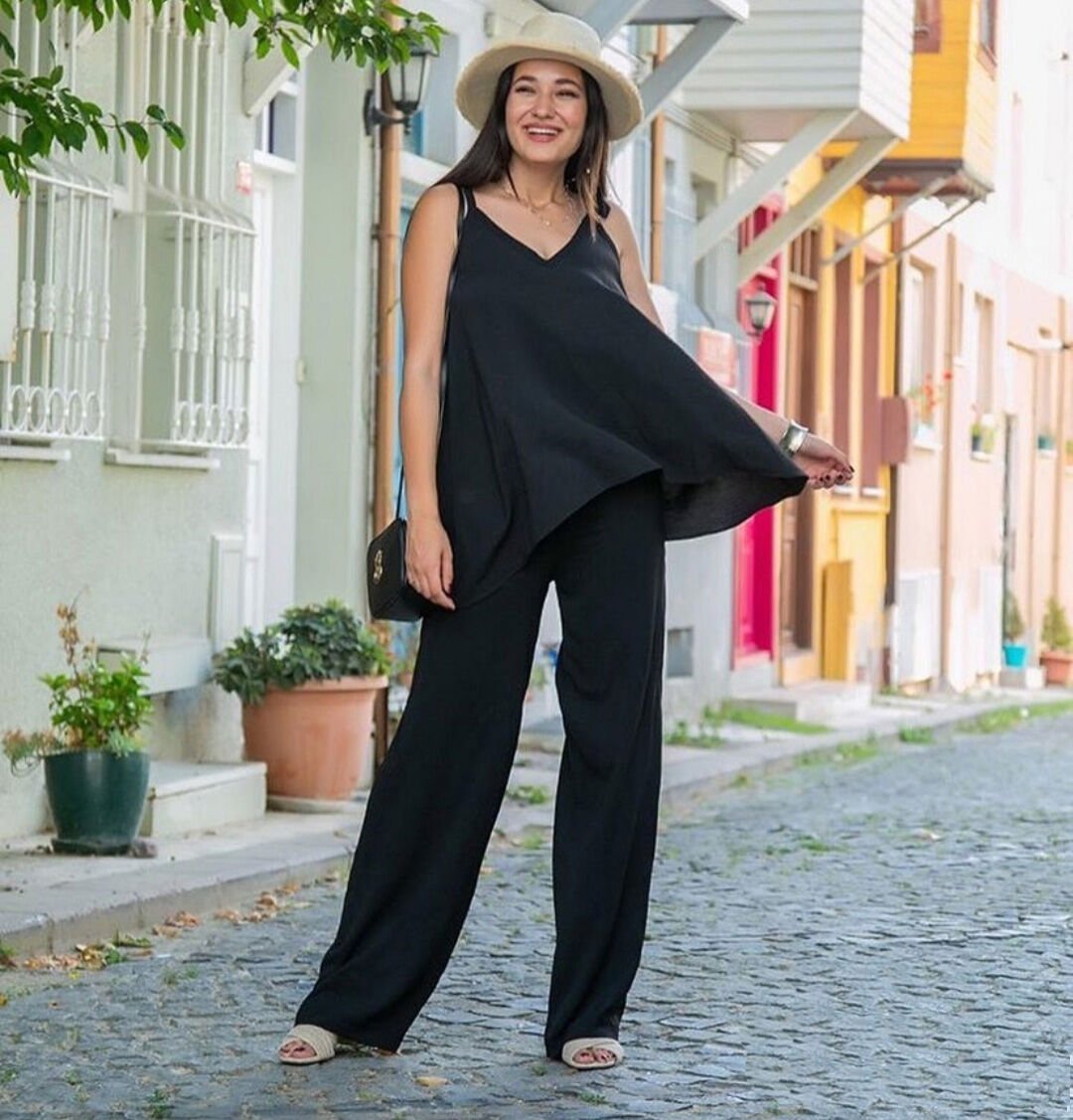 İnce Askılı Salaş Takım Siyah - 38