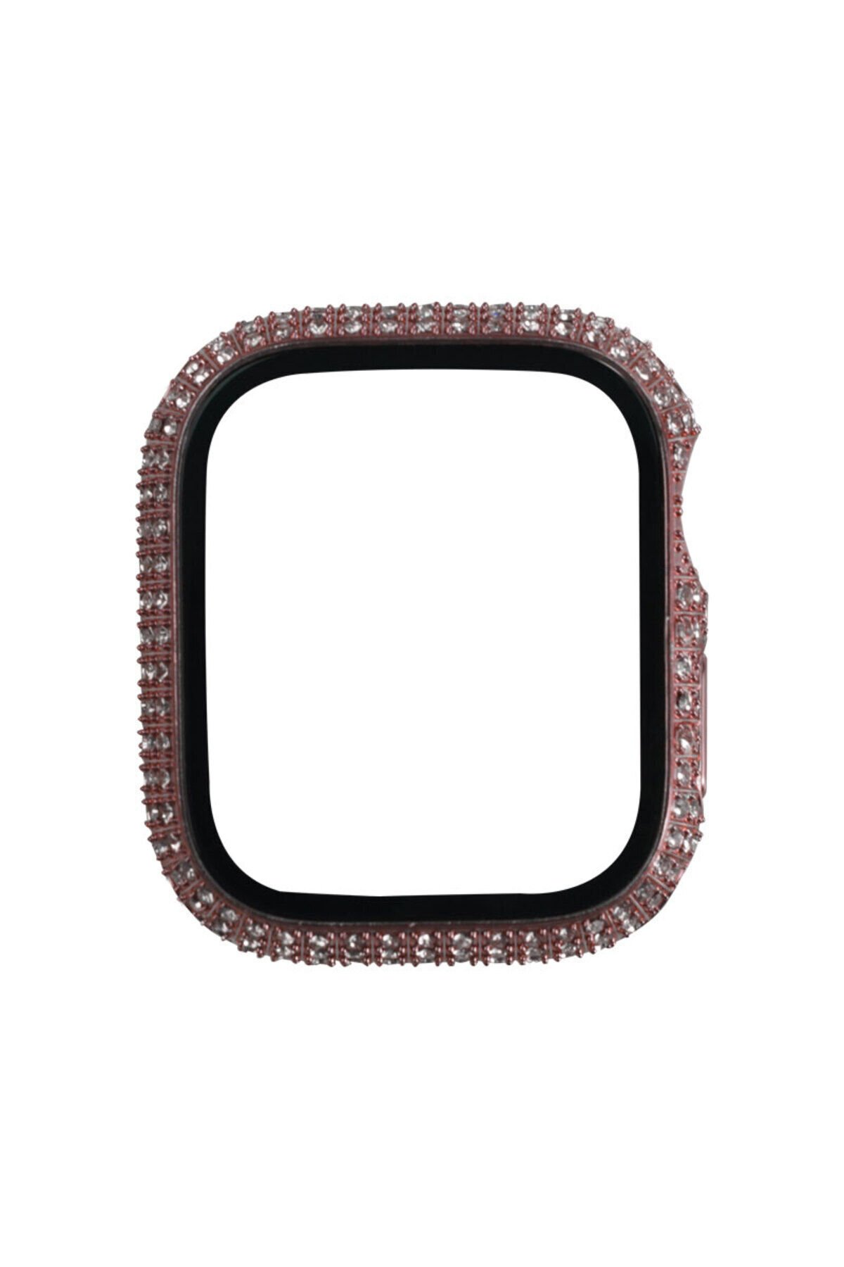 Watch 7 45mm BSAY Watch Gard 24 Kenarları Taşlı Sert PC Kasa Ve Ekran Koruyucu - Gümüş Şeffaf