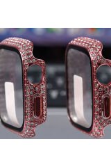 Watch 7 45mm BSAY Watch Gard 24 Kenarları Taşlı Sert PC Kasa Ve Ekran Koruyucu - Gümüş Şeffaf