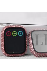 Watch 7 45mm BSAY Watch Gard 24 Kenarları Taşlı Sert PC Kasa Ve Ekran Koruyucu - Gümüş Şeffaf