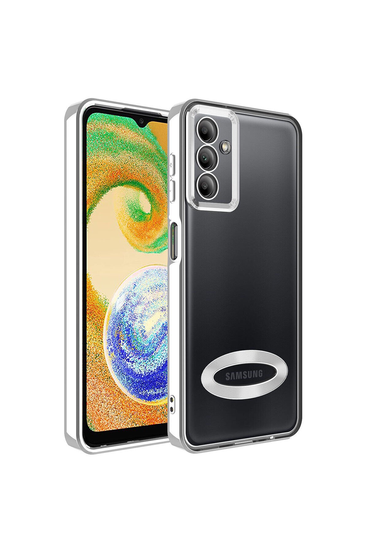 Galaxy A34 Kılıf Kamera Korumalı Logo Gösteren BSAY Omega Kapak - Lila Gümüş