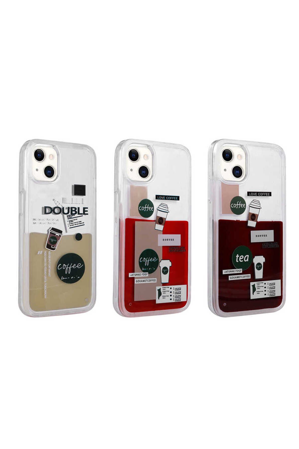 iPhone 14 Uyumlu Desenli Sıvılı NXAR Drink Silikon Kılıf-NO3 No3