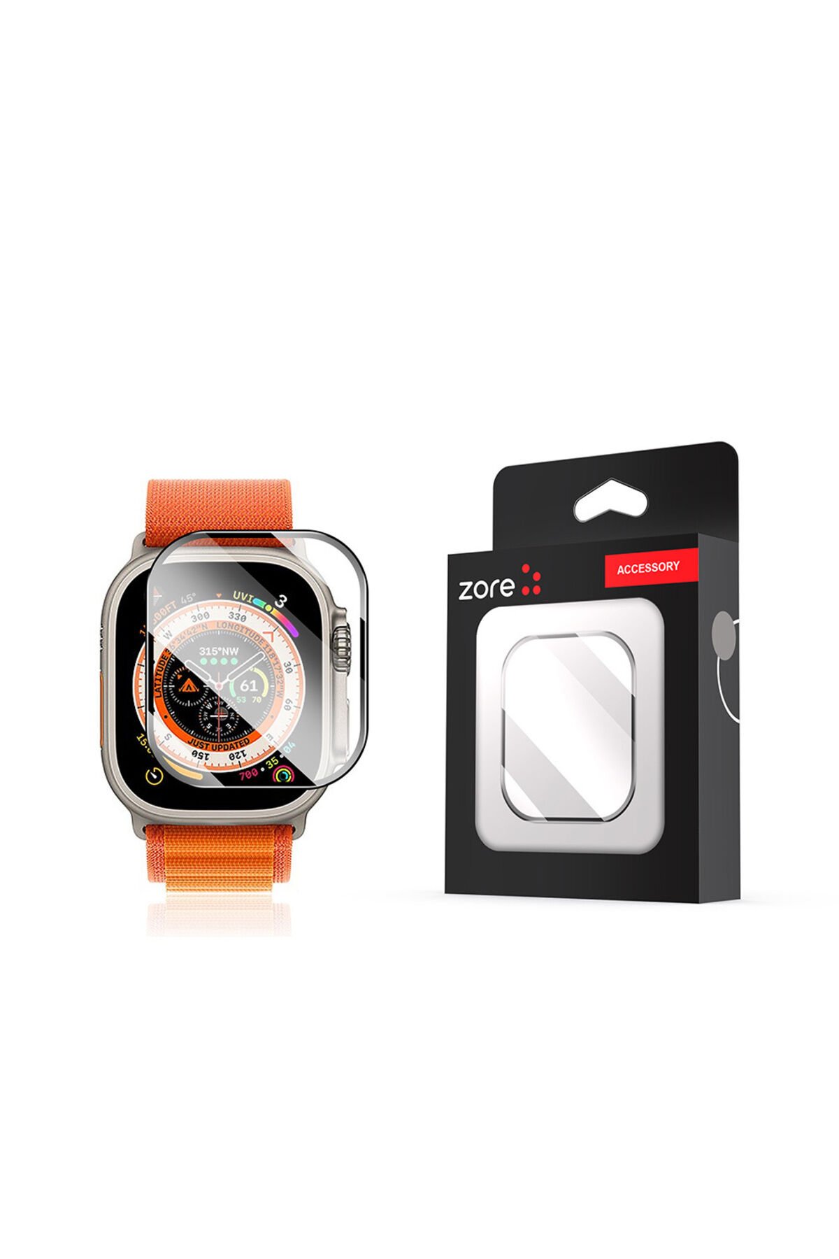 Watch Ultra 49mm BSAY ALM-01 Metal Çerçeveli Ekran Koruyucu - Siyah Siyah