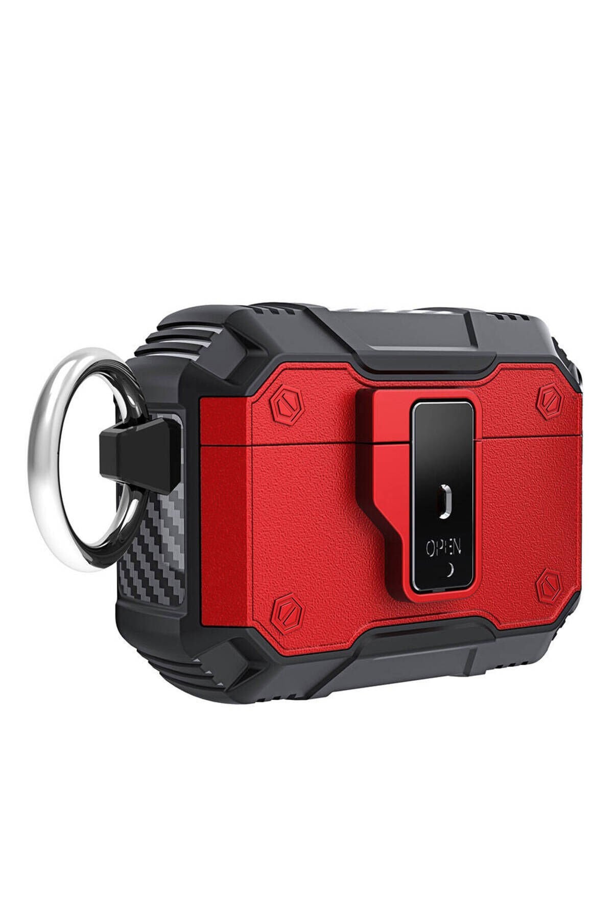 Air-Pods 3. Nesil BSAY Airbag 35 Darbelere Karşı Dayanıklı Düğmeli Kılıf-Kırmızı Kırmızı