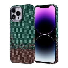 iPhone 14 Pro Max Kılıf M-safe Şarj Özellikli Karbon Fiber Görünümlü Zore Nekst Kılıf Gold