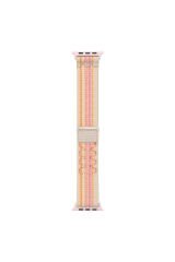Watch 7 41mm Uyumlu KRD-91 Hasır Kordon Strap Kayış BSAY- Yeşil Pembe