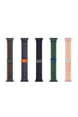 Watch 7 41mm Uyumlu KRD-91 Hasır Kordon Strap Kayış BSAY- Yeşil Pembe