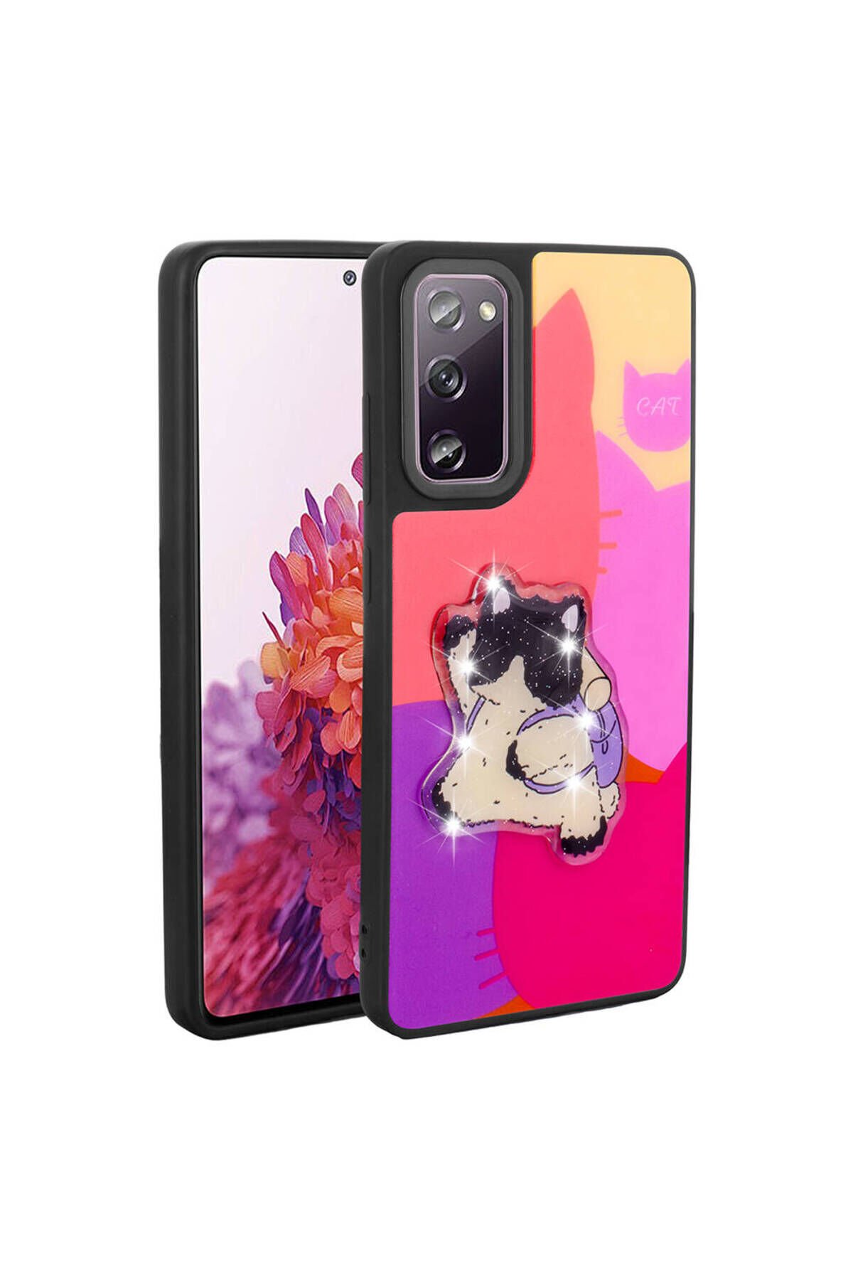 Galaxy S20 FE Kılıf Parlayan Kabartmalı İkonik Figürlü BSAY Amas Silikon Kapak - Mor Beyaz