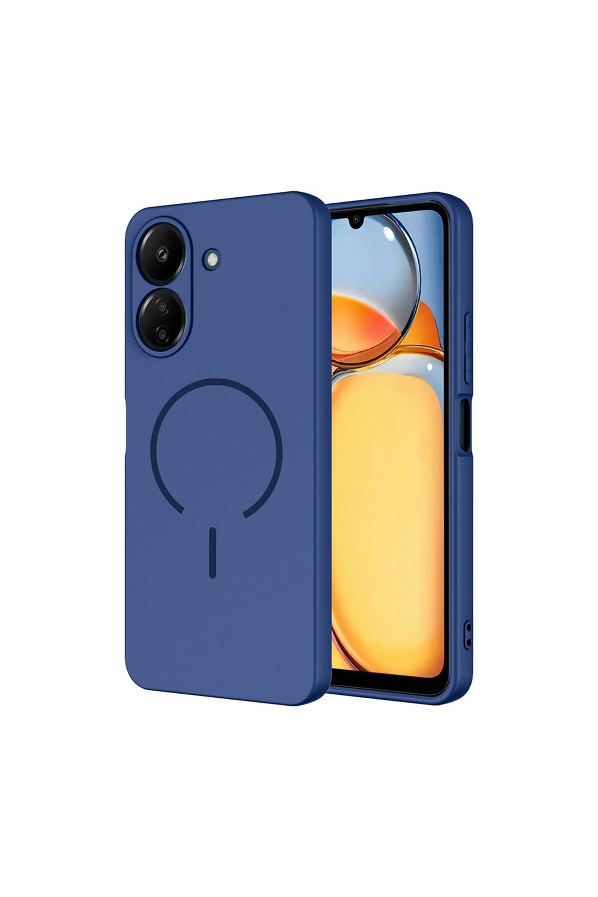 Redmi 13C Kılıf M-safe Şarj Özellikli BSAY Meta Kapak - Kahverengi Lacivert