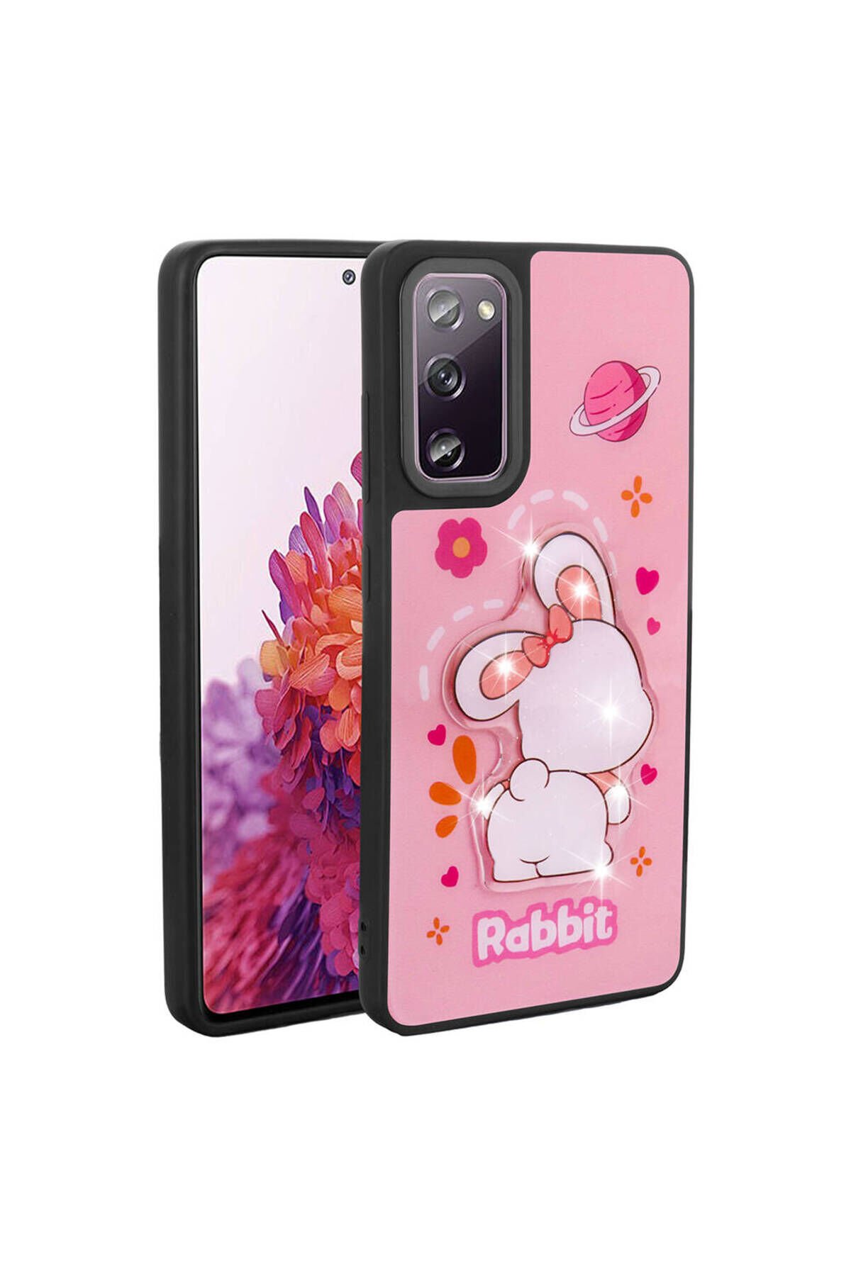 Galaxy S20 FE Kılıf Parlayan Kabartmalı İkonik Figürlü BSAY Amas Silikon Kapak - Mor Pembe