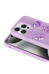 iPhone 15 Pro Max Uyumlu Kabartma Figürlü Parlak BSAY Toys Silikon Kılıf-Mor Açık Yeşil