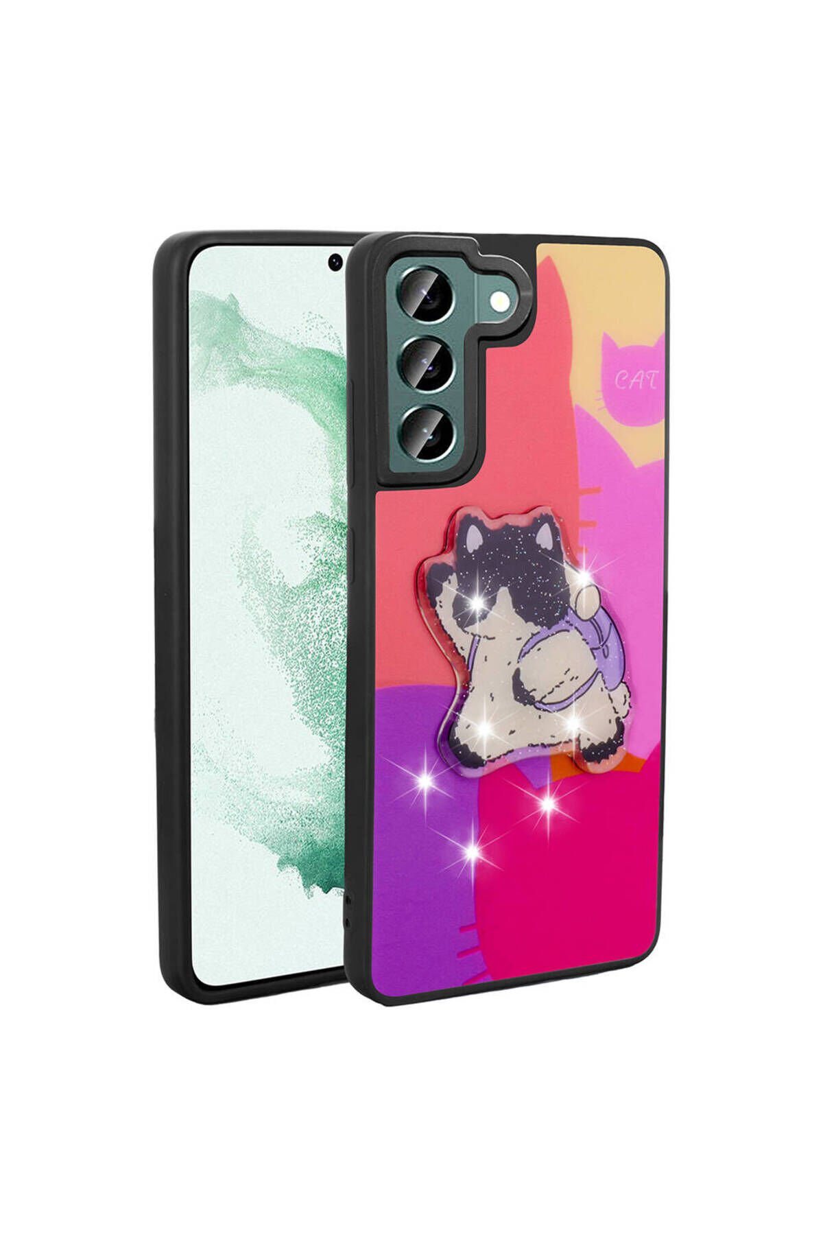 Galaxy S21 FE Kılıf Parlayan Kabartmalı İkonik Figürlü SBT Amas Silikon Kapak - Mor Mor