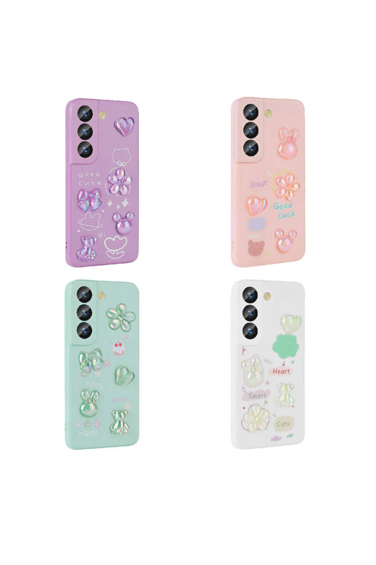 Galaxy S21 FE Uyumlu Kabartma Figürlü Parlak BSAY Toys Silikon Kılıf-Pembe Pembe