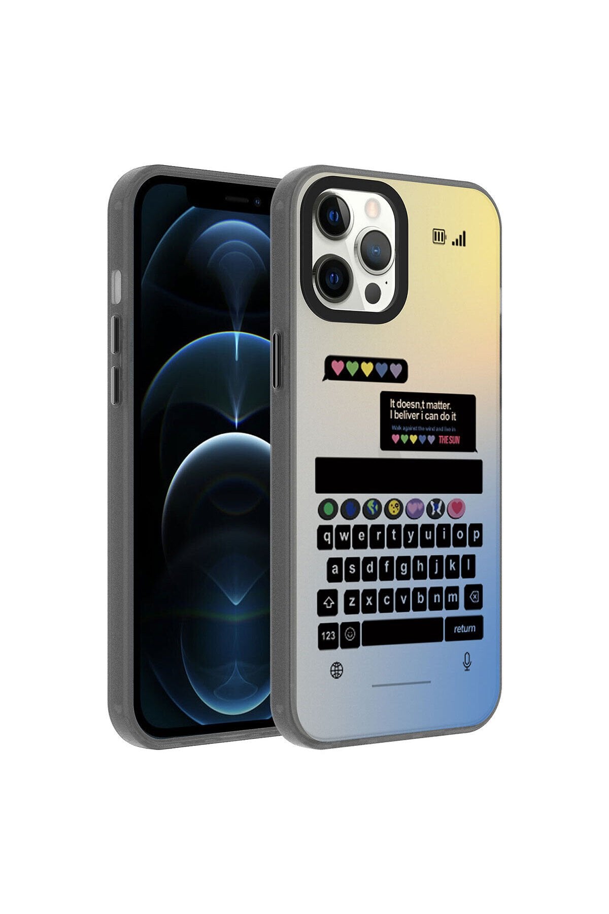 iPhone 12 Pro Uyumlu Desenli NXAR Dragon Sert Kılıf-Klavye Klavye