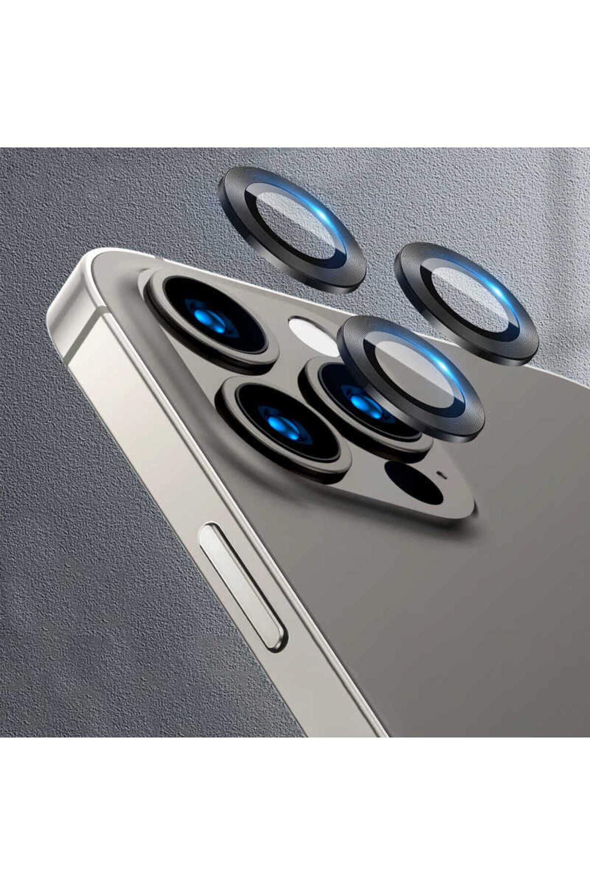 iPhone 13 Pro Max Uyumlu BSAY CL-04 Kamera Koruyucu-Gümüş Siyah