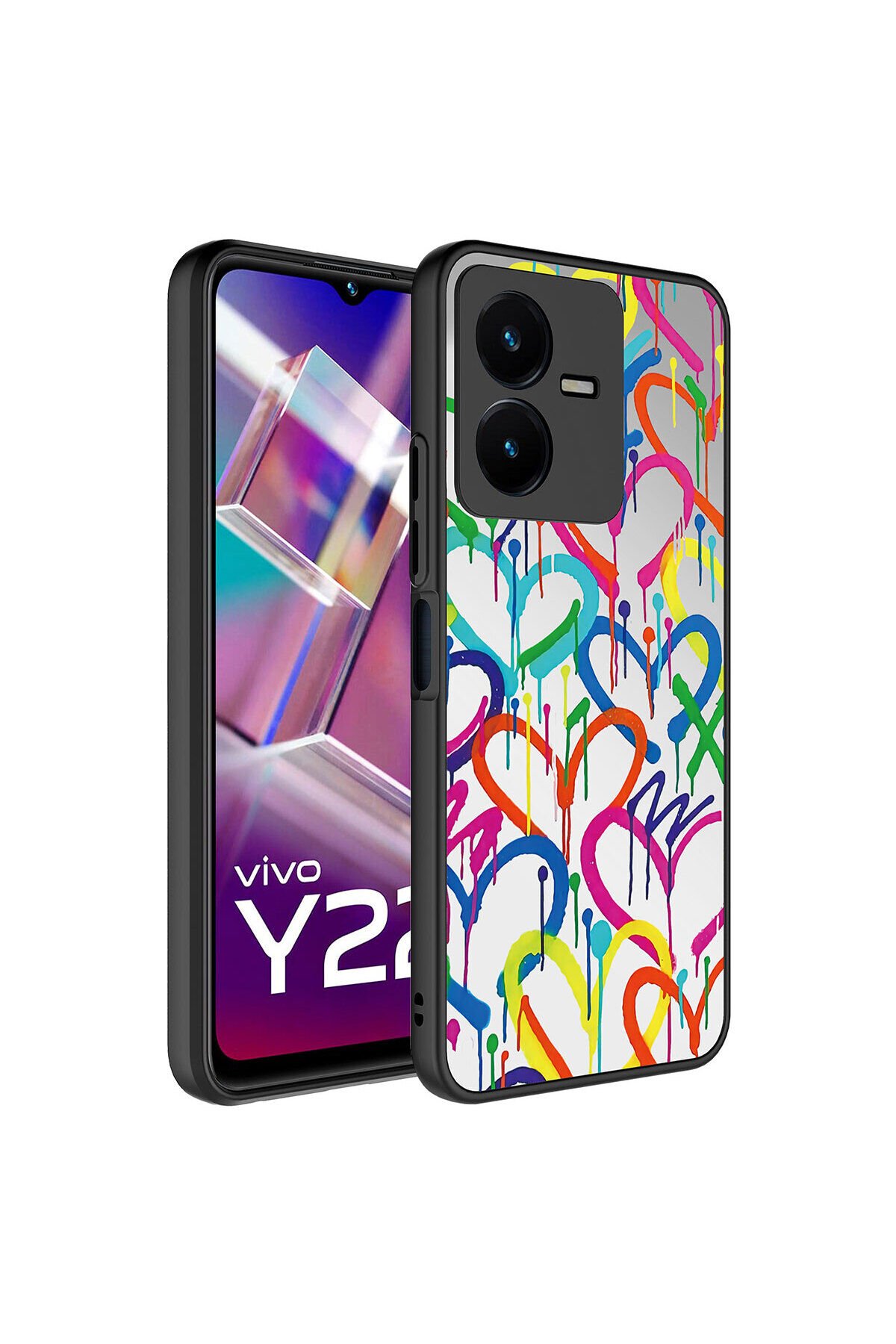 Vivo Y35 Kılıf Aynalı Desenli Kamera Korumalı Parlak BSAY Mirror Kapak - Süper Anne Kalp